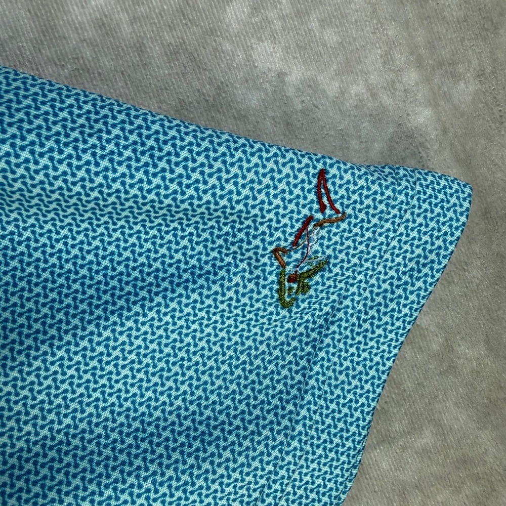 Greg Norman Play Dry Blue Ombre Geometric Golf Polo Shirt Men Large Short Sleeve - Picture 3 of 6